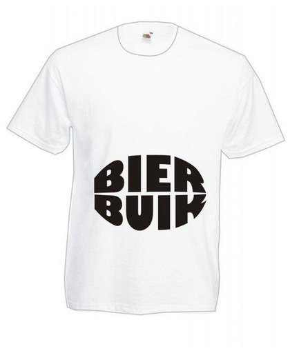 Mijncadeautje Heren T-shirt wit maat XL Bierbuik