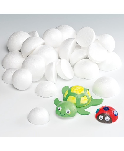 Halve ballen van polystyreen - piepschuim vormen - basis knutselmateriaal voor kinderen en volwassen om te schilderen en versieren (40 stuks)