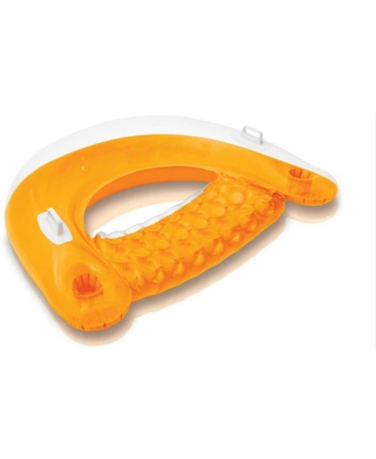 Oranje Drijvende Opblaasbare Zitstoel Inclusief Bekerhouders en Reparatieset - 152 x 99 cm | Zwemband | Zwembad speelgoed