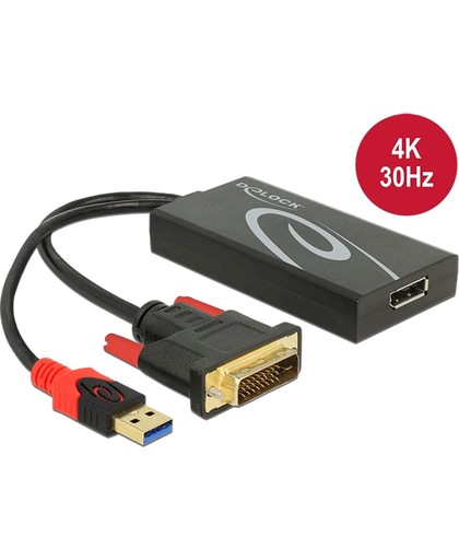 DeLOCK 0.3m, DVI 24+1 + USB-A/Displayport 20p 0.3m DVI-D + USB HDMI Zwart
