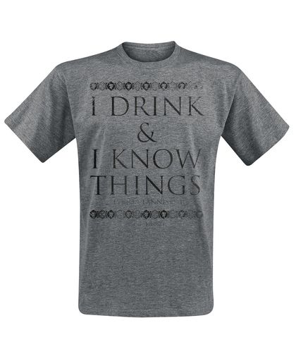 Game of Thrones Tyrion Lannister - I Drink And I Know Things T-shirt grijs gemêleerd