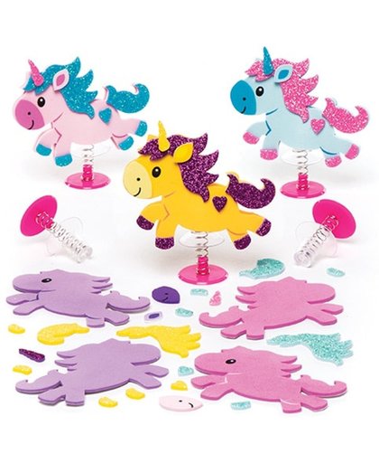 Sets met opspringende eenhoorns voor kinderen om te maken - Creatieve speelgoedknutselset voor kinderen (6 stuks per verpakking)