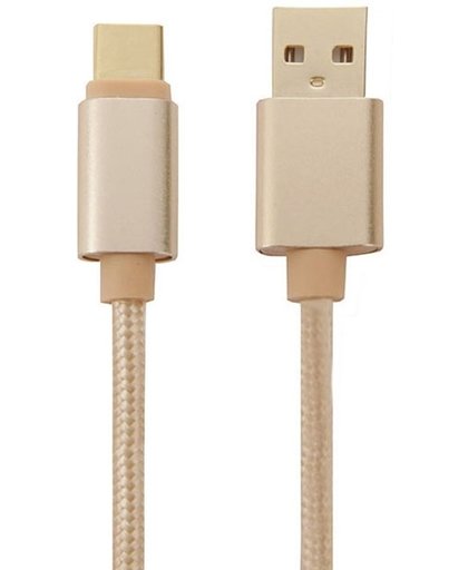 Woven Style Metal Head Type-c USB 3.1 to USB 2.0 Data Sync Charge Kabel voor Macbook / Google Chromebook / Nokia N1 Tablet PC / Letv Smart Phone, Length: 1m(Gold)