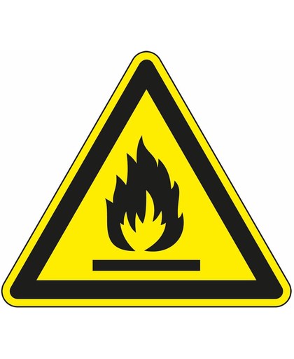 Waarschuwingssticker 'Waarschuwing voor brandgevaarlijke stoffen', ISO 7010, SL 200 mm
