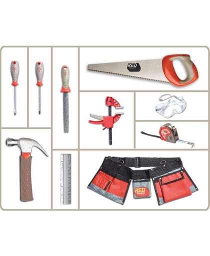 Red Toolbox: Kids' Tools - TOOLSET met 10 stuks, met Philips schroevedraaier Nr.