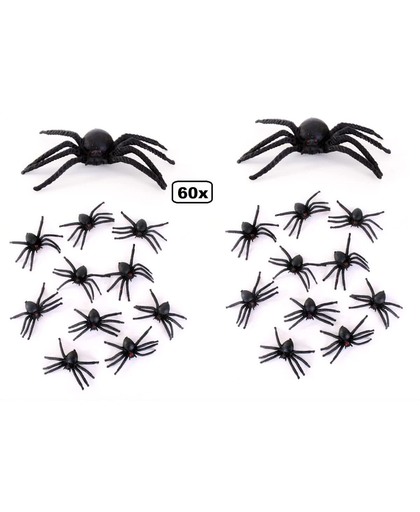 60x Horror zwarte spinnen 5 cm