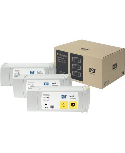 HP 83 gele DesignJet UV-inktcartridges, 680 ml, 3-pack inktcartridge