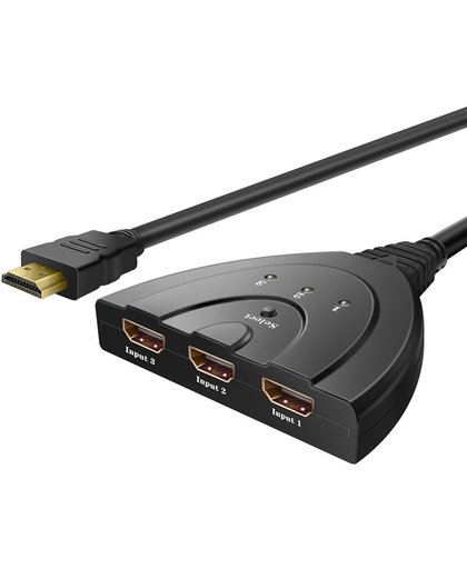 MT Deals - HDMI Switch / Splitter 3 in naar 1 uit / Vergulde connectoren / 3 in 1 / 1080p Full HD / Indicatie LED / Pigtail