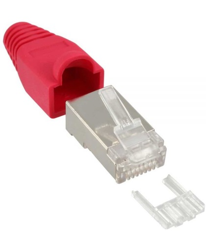 InLine Easy-Use RJ45 krimp connectoren voor CAT6 F/UTP patch kabel - 10 stuks / rood