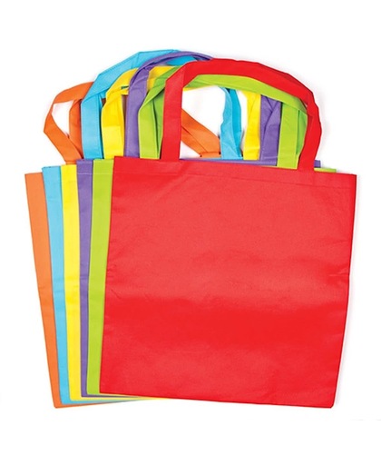 Maak ontwerp je eigen gekleurde stoffen schoudertassen voor kinderen en volwassen knutselen - ideaal voor knutselwerkjes (6 stuks)