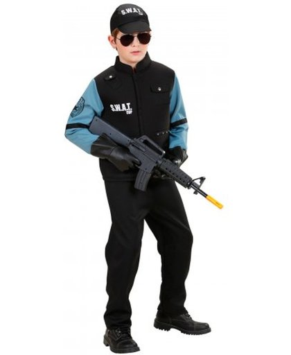 Zwart en blauw SWAT kostuum voor jongens - Verkleedkleding - Maat 122/140