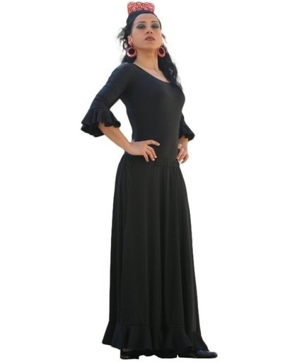 Spaanse Flamenco Rok - zwart - maat M - lengte 95cm - verkleedkleding