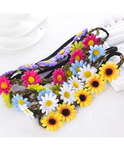 Bloemen Haarband Set - Fleurige Flower Haarkrans / Strand Ibiza Haarband