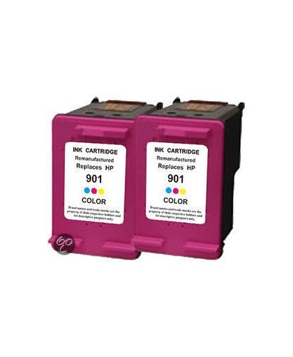 Merkloos   Inktcartridge / Alternatief voor de HP 901 XL inktcartridge CC656AE kleur 21 ml 2 stuks Cartridge
