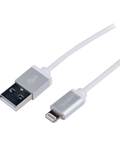 LogiLink 1m, Lightning - USB 1m USB A Lightning Aluminium, Zilver mobiele telefoonkabel