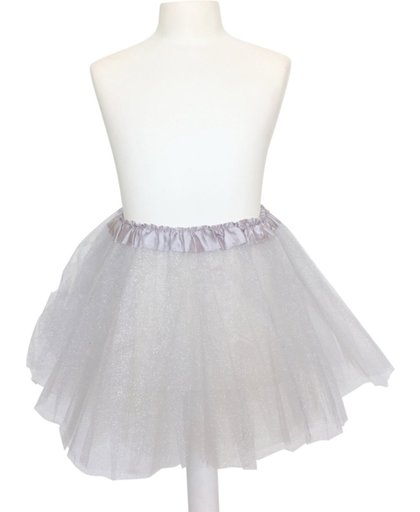 Ballet Rokje zilver glitter verkleedkleding Prinsessen bij jurk - lengte 35 cm -