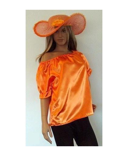 Dames blouse glimmend oranje in de maat 36/38