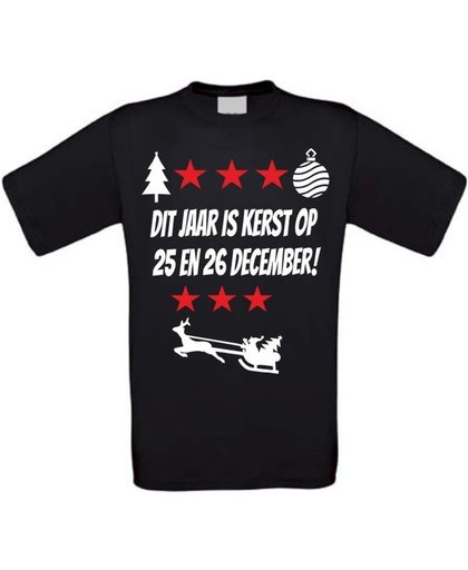 Dit jaar is kerst op 25 en 26 december  T-shirt maat XXL zwart