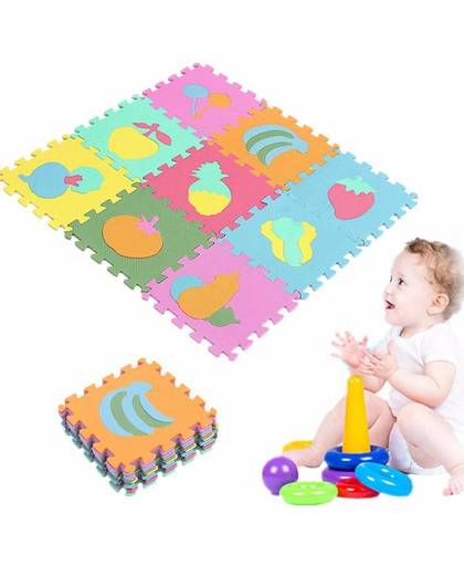 GadgetQounts Puzzelmat - speelmat baby - speelkleed - foam puzzel mat - kinderen - fruit design - 29,5cm x 29,5cm - 10 stuks - DisQounts