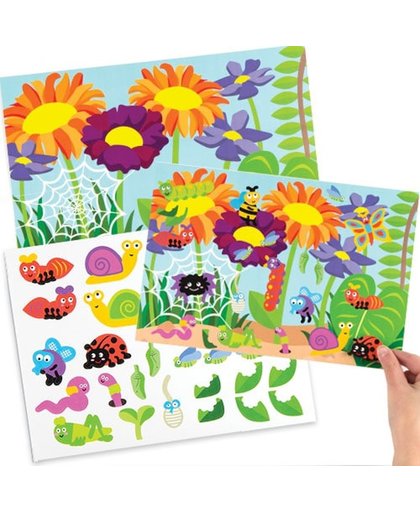 Stickers met afbeeldingen van insecten die kinderen naar eigen smaak kunnen maken en versieren   Creatieve lente-knutselset voor kinderen (4 stuks per verpakking)