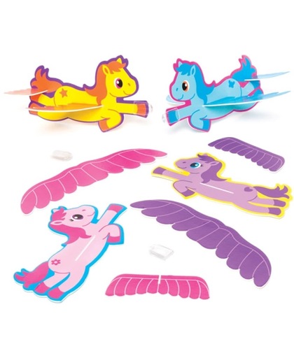 Zweefvliegtuigjes met een mooie pony – een leuke vuller voor uitdeelzakjes voor kinderen (8 stuks per verpakking)
