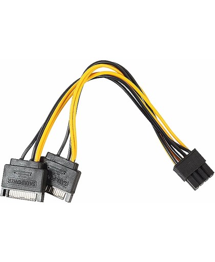 Dual 15 Pin SATA Male Naar PCIe/PCI-Express 8 Pin (6+2) - Voedingskabel Videokaart Voeding Verloopkabel Adapter