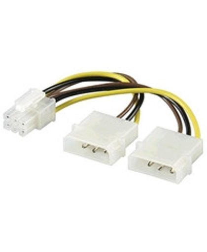 Microconnect PI1919 Intern Molex (4-pin) PCI-E (6-pin) Zwart, Geel electriciteitssnoer