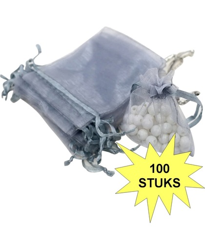 Fako Bijoux® - Organza Zakjes - 7x9cm - Grijs - 100 Stuks