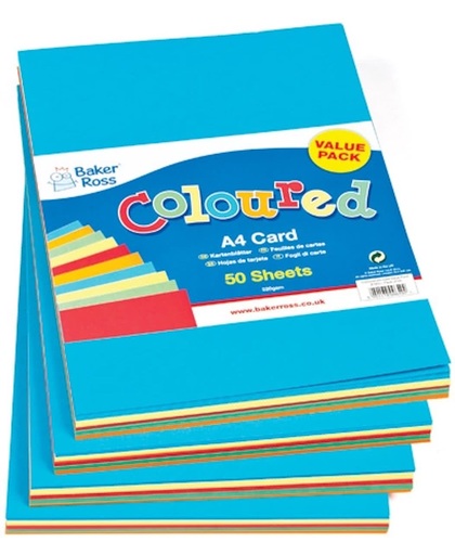 Voordeelpakket gekleurd A4-karton - knutselspullen voor kinderen en volwassenen om te maken en versieren scrapbooking wenskaarten en knutselwerjkes (50 stuks)