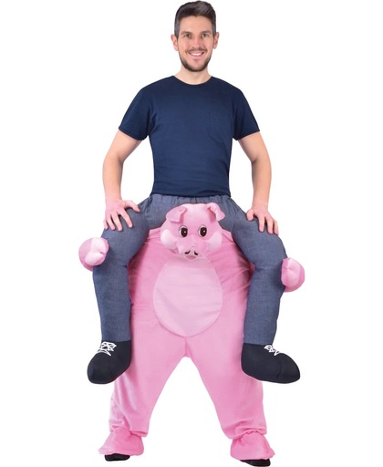 Man op de rug van een varken kostuum voor volwassenen - Verkleedkleding - Maat One Size