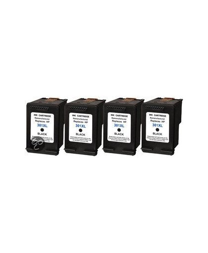 Merkloos   Inktcartridge / Alternatief voor de HP 301 Black XL Fourpack (CH561EE) 4x 20 ml Cartridge