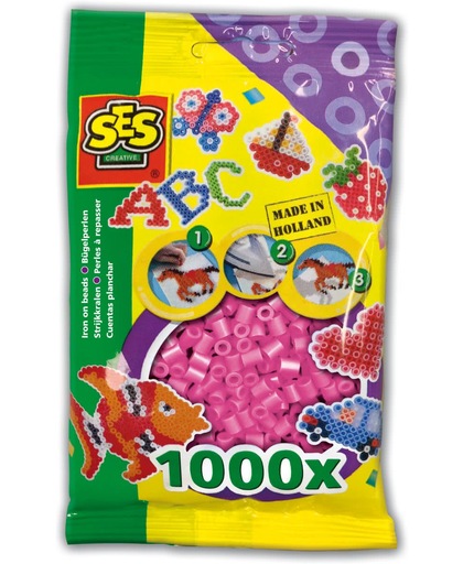 Strijkkralen SES: 1000 stuks roze (00708)