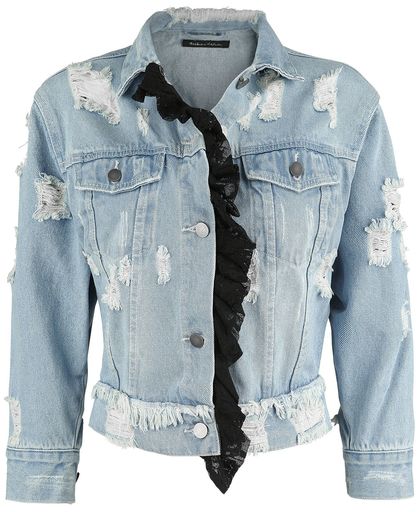 Fashion Victim Jeansjacke mit Destroyed Effekt Girls jeansjack blauw
