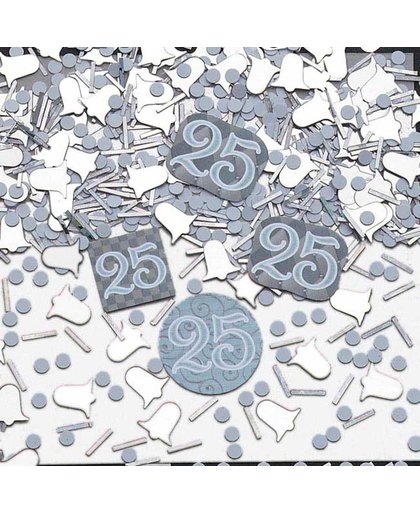 Tafeldecoratie / sierconfetti 25 zilveren jubileum
