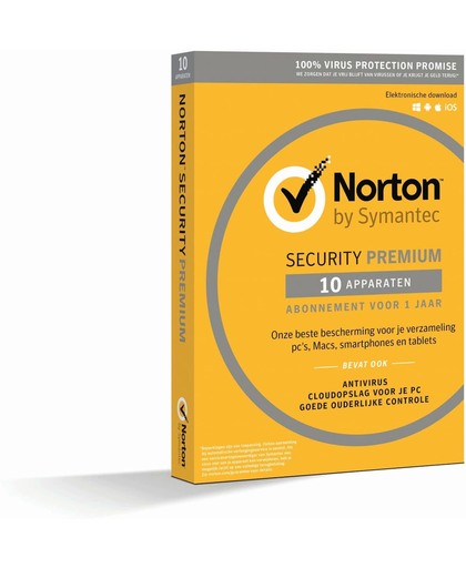 Norton Security Premium 3.0 met 25GB Backup - Nederlands / Frans / 10 Apparaten / 1 Jaar / Windows / Mac / iOS / Android
