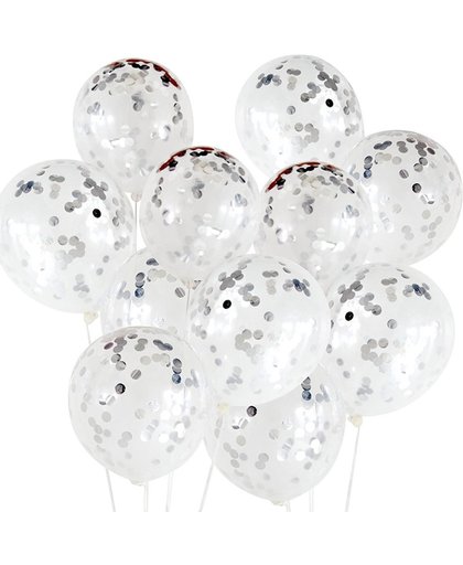 20 Confetti Ballonnen zilver | Ideaal voor verjaardag, feesten en partijen