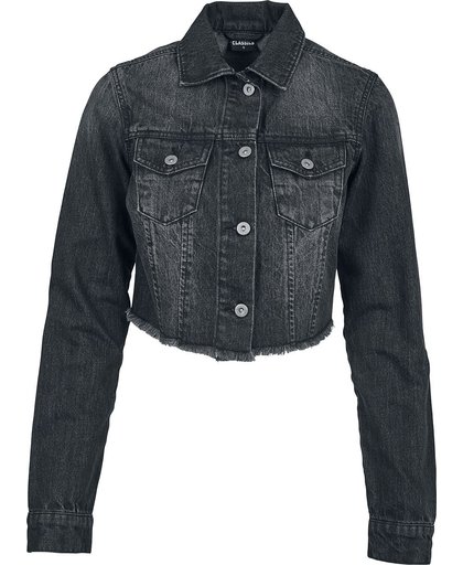 Urban Classics Ladies Short Denim Jacket Girls jeansjack zwart