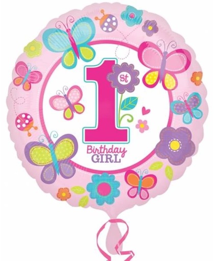 Folie ballon eerste verjaardag meisje vlinder