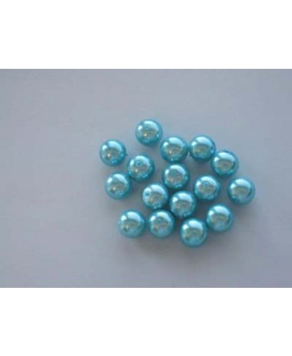 Glazen Parels Rond - 12mm - Turquoise - 30 Stuks