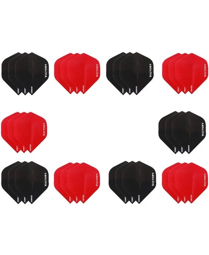 Dragon darts - 10 sets (30 stuks) - XS100 Poly flights - duo kleur pakket - Zwart en Rood – dart flights - darts flights