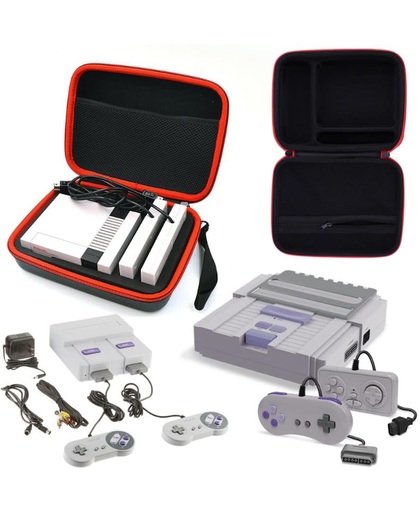Hard Cover Opberghoes Tas Voor Nintendo Super Nintendo SNES Classic Mini Bescherm Hoes - Travel Carry Case Koffer - Zwart