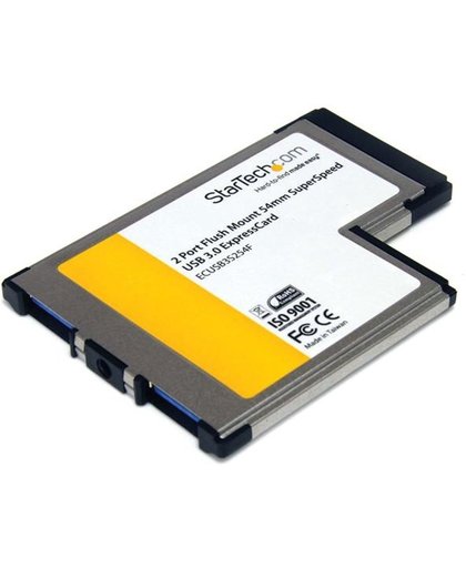 StarTech.com 2-poorts verzonken gemonteerde ExpressCard 54 mm SuperSpeed USB 3.0 kaartadapter met UASP-ondersteuning interfacekaart/-adapter