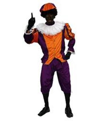 Kostuum Zwarte Piet Paars-Oranje Maat 50