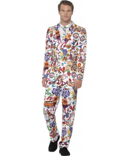 Veelkleurig Mr. Groovy kostuum voor mannen - Verkleedkleding - Maat M