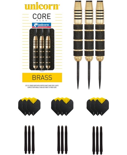 Unicorn Core Plus Brass - Dartpijl - 23 gram met 3 sets - dartshafts - en 3 sets - dartflights