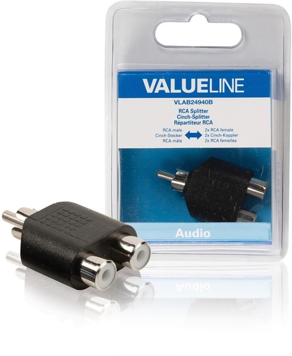 Valueline VLAB24940B RCA 2 x RCA Zwart kabeladapter/verloopstukje