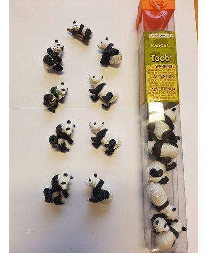 Tube met 9 mini figuren panda s
