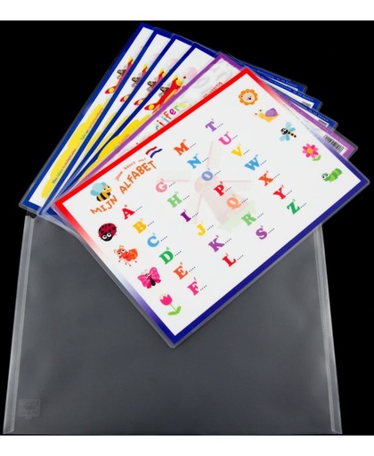 ACROPAQ NL Set A4 Educatieve Prenten met illustraties Gelamineerd 30x21cm Recto-Verso Uitwisbaar - voor kinderen