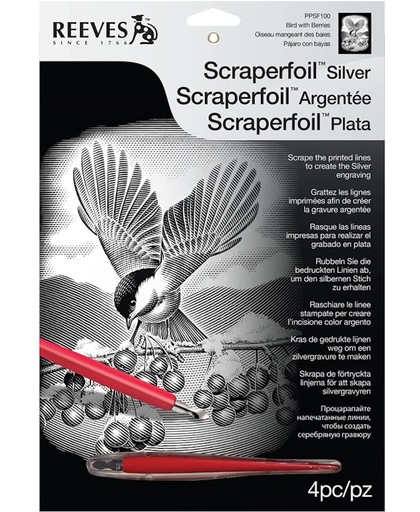 Scraperfoil silver - bird with berries