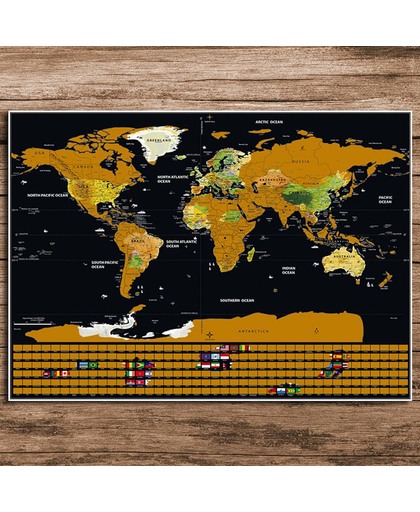 Wereldkaart Kras Vlaggen Editie | Deluxe World Cratch Map Flag Edition | Kraskaart Scratchmap | Wereld Kraskaart |Krasmap Kras Je Vakantiebestemmingen| Cadeau Gadget Artikel | 83 x 60 cm Poster